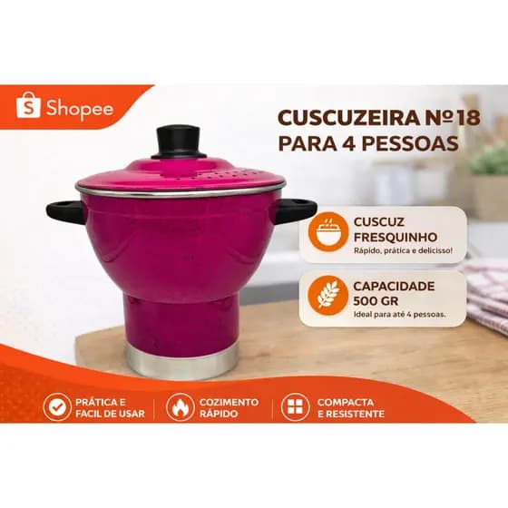 Cuscuzeira Grande Nordestino nº 18 cm Alumínio Colorido para 4 Porções  (cuscuzeiro)