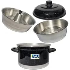 Panela 3 em 1 Multiuso de Alumínio Panela a Vapor  Cozivapor Pudim Color