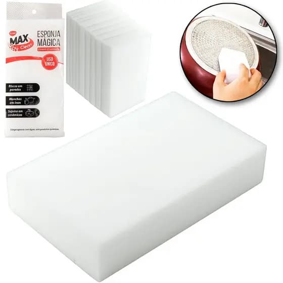 Esponja Mágica Multiuso para Limpeza Pesada Kit com 10 Peças Remove Manchas Riscos de Paredes e Sujeiras