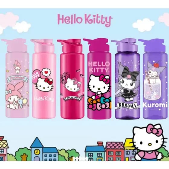 Squeeze Garrafa Hello Kitty e Turma 750ml Plástico Academia Lancheira