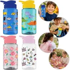 Squeeze 500ml Plástico Dinossauro Carros Flor Princesa Lancheira Academia