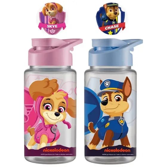 Squeeze Garrafinha Patrulha Canina Chase Skye Plástico 500ml Lancheira Academia