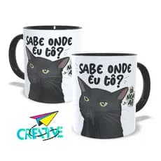 Caneca Gato Preto Divertido Meme Sabe Onde Eu Tô? Tô Nem Aí!