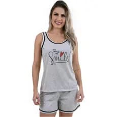 Babydoll  cinza mescla short Doll, pijama, Conjunto regata  feminino, adulto