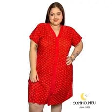 Camisola Cestido Plus Size Liganete 50 ao 54  Aberta Botão Liganete  Amamentação Grande Pós Cirúrgica