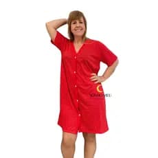 Camisola malha cirurgia amamentação pós cirúrgico botões vestidos senhora