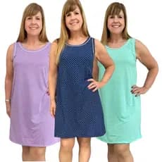 Kit 3 Camisola Malha Poá Vestido Senhora Regata Verão Cirurgia Atacado