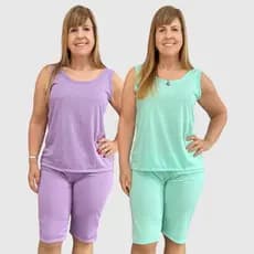 Kit 2 Pijama Pescador Feminino Poá Verão Conjunto Senhora de Dormir Confortável de Bolinhas
