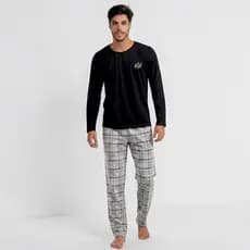 Pijama Masculino Longo Adulto Inverno Xadrez Comprido Confortável Conjunto Premium