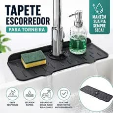 Tapete escorredor Silicone de Pia para Torneira  Antirrespingo Secagem Rápida Organizador Cozinha