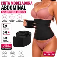 Cinta Modeladora Abdominal 3m 5m 6m Pós-Parto Alta Compressão Ajustável Redutora de Medidas