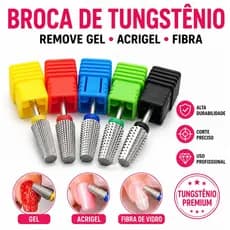 Broca de Tungstênio para Lixadeira Elétrica Unhas Gel Acrigel Fibra de Vidro Profissional