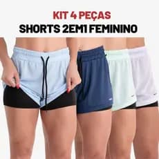KIT 4 Shorts Feminino Academia Dryfit 2em1 Bermuda Leggin Pra Caminhadas e Treinos Outros Esportes