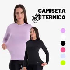 Camiseta Manga Longa Térmica Feminina Blusa Segunda Pele Com Proteção Uv Lisa Camisa Pra Praia