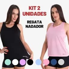 KIT 2 Regatas Feminina Academia Nadador Camiseta Dryfit para Musculação, Luta e Caminhada