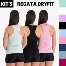 KIT 3 Regatas Feminina Dry Costas Nadador Academia Esportivo Fitness Treino Lisa Paco Stasczak