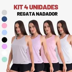 KIT 4 Camisetas Regatas Feminina Nadador Academia pra Treino Musculação, Luta e Dança