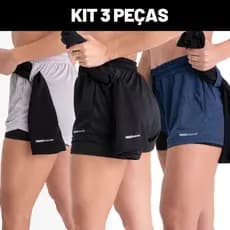 Kit 3 Shorts 2 em 1 Feminino Bermuda Dryfit Dupla Para Treino Academia Caminhada e Outros Esportes