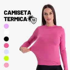 Camiseta Feminina Térmica Proteção UV 50+ Blusa Manga Longa Camisa Malha Fria Segunda Pele  Unissex