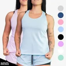 2 Regatas Feminina Academia Nadador Camiseta com Microfuros para Musculação
