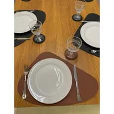Jogo Americano Sousplat Couro Sintetico Impemeável Orgânico Ecológico Mesa Posta Jantar Almoço Moderno
