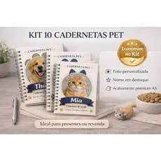 Caderneta Pet A5 Premium Kit 10 Unidades Personalizadas | Saúde, Vacinas e Histórico do Pet