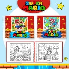 Livro de Colorir Super Mario | 50 Desenhos de Aventuras Clássicas – Capa Dura A5 + Papel Premium