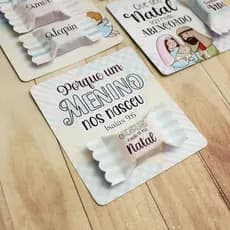 Cartão de agradecimento com Bala Personalizada - Natal/Feliz Natal