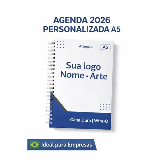 Agenda 2026 Personalizada A5 com Sua Logo | Capa Dura Wire-O | Corporativa