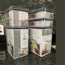 Kit Potes Hermético Retangular Acrílico Lumini Empilháveis Quadrado