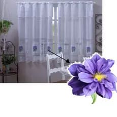 Cortina de Cozinha Para Janela Com Bandô Renda 2,50x1,20m Violeta