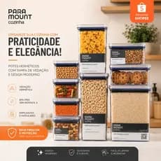 Kit Potes Hermeticos Lumini Grandes Volumes 5kg Arroz Feijão Cozinha Bonita Moderno
