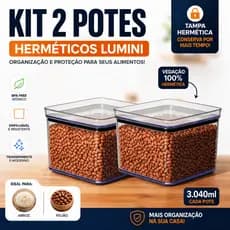 Kit Potes Hermeticos Lumini Arroz Feijão 3kg Vedação 100% Cozinha Organizada