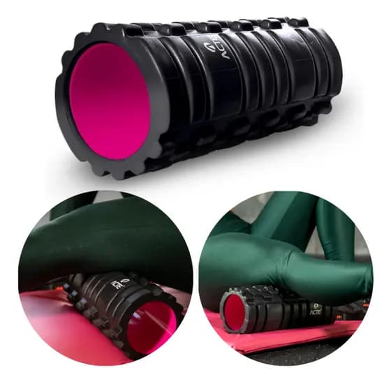 Rolo Liberação Miofascial 33cm Preto e Rosa para Massagem Muscular
