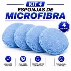 Kit 4 Esponja de Microfibra De mão Para Carro Automotivo Polimento/Ceras/vitrificadores - Nor Detail
