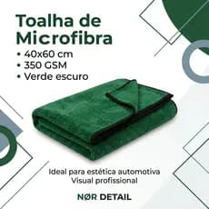 Toalha Automotiva Pano Verde Musgo para Lavagem de Carro Premium - 40×60 350GSM Nor Detail