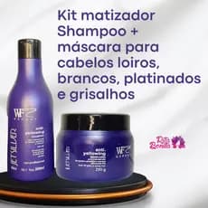 Kit Shampoo e Creme Máscara para Cabelos Brancos,Loiros, Grisalhos e Platinados WF Jet Silver 550ml