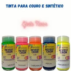 Tinta fluorescente Revestcrom Novax 90ml, neon, customização, tênis, couro, sintético, bolsa, sapato