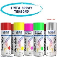 Tinta spray Super Color Tekbond 350ml, aerossol, para metal, madeira,ceramica,gesso, fluorescente, metálica, uso geral