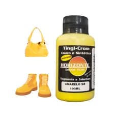 Tinta Amarelo Semibrilho Couro Legitimo Sintético Sapato horizonte 100ml