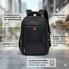 Mochila Bolsa Swicky Notebook Executiva Viagem Faculdade Trabalho Reforçada