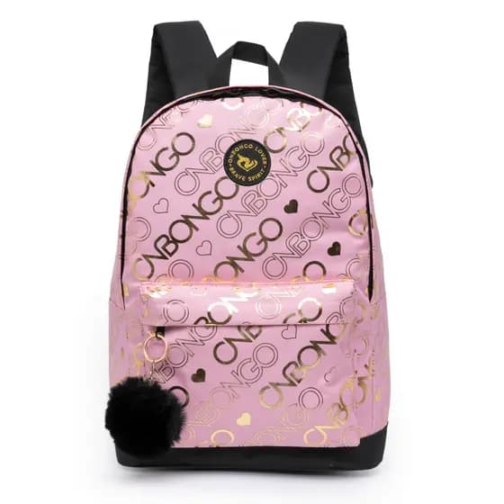 Mochila Feminina Escola Faculdade Onbongo Espaçosa Resistente Chaveiro