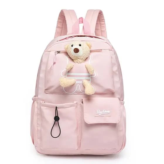 Mochila Feminina Estilo Coreano Escolar Rosa Juvenil Polo One