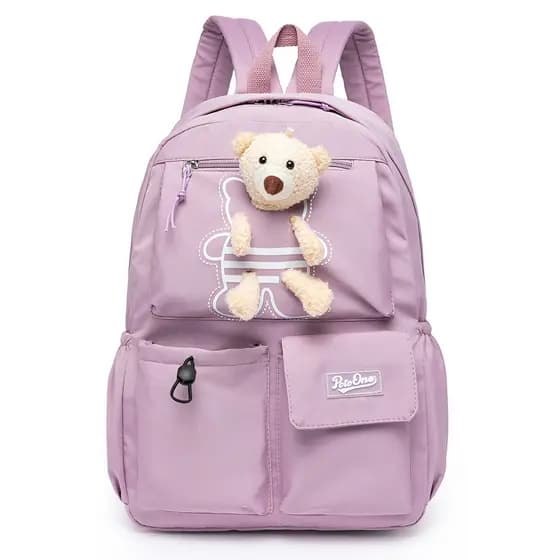 Mochila Feminina Estilo Coreano Bolsa Escolar Lilás Juvenil Polo One