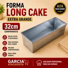 Forma Long Cake Extra Grande 32x10 Alumínio Profissional Forma Bolo de Fatia Alta