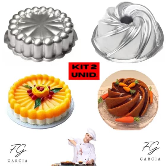 Conjunto de Assadeiras Bolo Decorado Vulcão e Bolo Decorado Charlotte em Alumínio IF 223