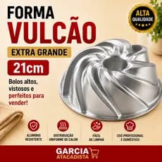 Forma Vulcão Extra Grande 21cm Alumínio Profissional Alta 9cm Para Bolo Decorado