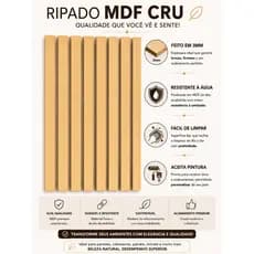 Ripado MDF Cru Shiplap 3mm Kit Decorativo para Ambientes, Quarto Bebê, Crianças, Recém Nascidos