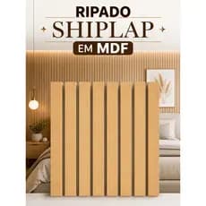 Painel Ripado Shiplap MDF Cru 3mm Pronto para Pintura Kit