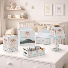 Kit Higiene Bebê 8 Pç Mdf Mult uso adesivado novidade Pronta Entrega promoção
